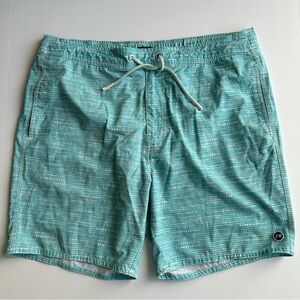 Johnnie O Men's Board Shorts Large(34-36)Green/Teal 7" Lined Swim Trunks Surfing